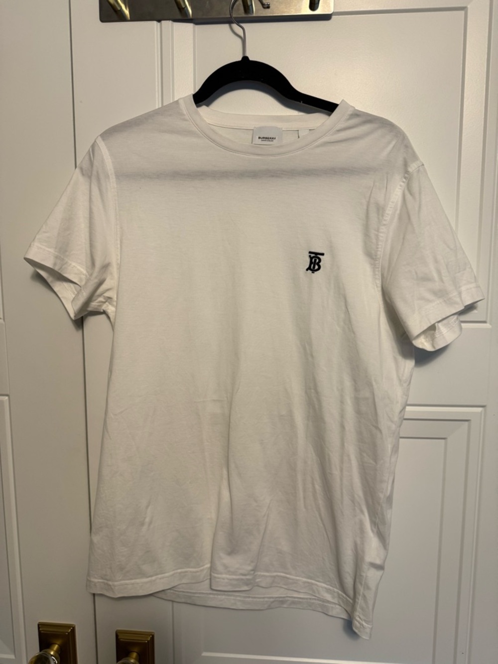 Burberry White Short-Sleeve TB Monogram Tee